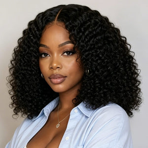 BeQueen Wig Bequeen Black Curly Wave Lace Bob Wig