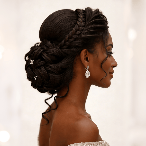 BeQueen Wig WEDDING WIG Bequeen Black Elegant Princess Updo Wedding Wig