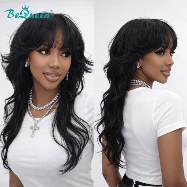 BeQueen Wig Bangs wig Bequeen Black Fashion Bangs Long Wig-1