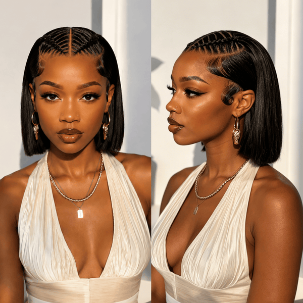 BeQueen Wig Sexy Braid Lace Wig Black BeQueen Black Frontal Braid Lace Bob 100% Human Hair Wig