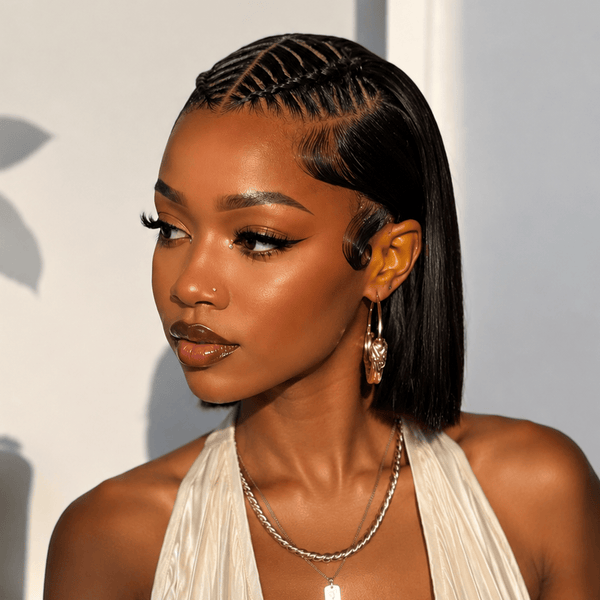 BeQueen Wig Sexy Braid Lace Wig BeQueen Black Frontal Braid Lace Bob 100% Human Hair Wig
