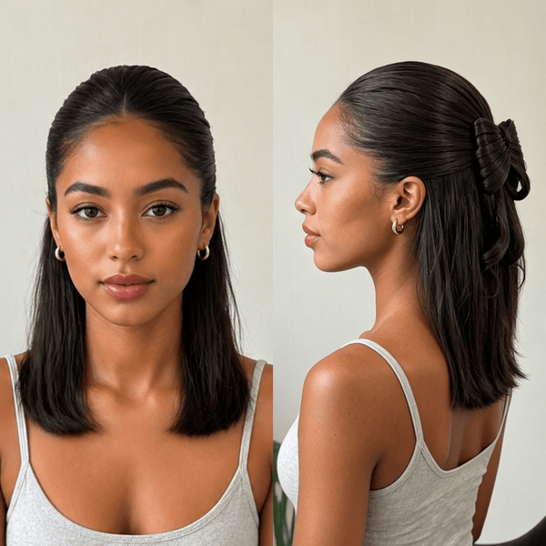 BeQueen Wig BeQueen Black Half-tied Bow Shape 12 Inch 100% Human Hair