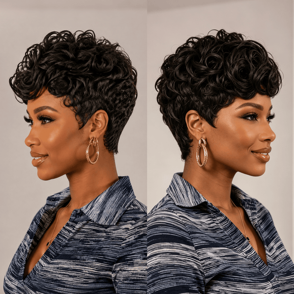 BeQueen Wig PIXIE WIGS Bequeen Black Loose Wave Style Pixie Cut Wig For Black Women