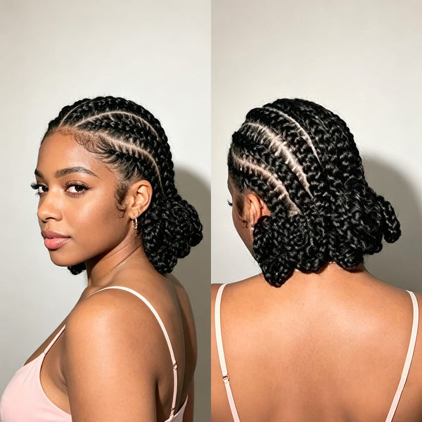 BeQueen Wig BeQueen Black Ponytail Style Braid Lace 100% Human Hair