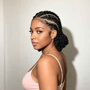BeQueen Wig BeQueen Black Ponytail Style Braid Lace 100% Human Hair