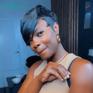 BeQueen Wig PIXIE WIGS Bequeen Black Short Cut Machine Made Wig