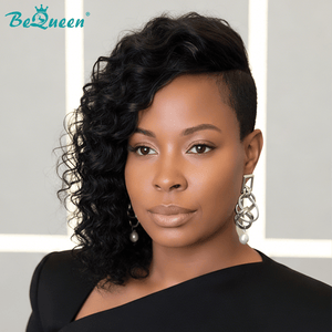 BeQueen Wig TOPPER & MOHAWK Bequeen Black Side Part Wave Style Long Topper-1