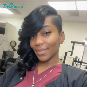 BeQueen Wig TOPPER & MOHAWK Bequeen Black Side Part Wave Style Long Topper