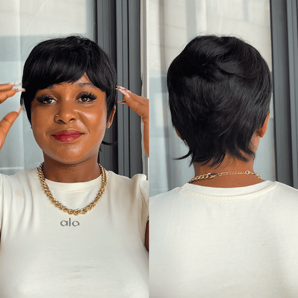 BeQueen Wig PIXIE WIGS Bequeen Black Straight Natural Style Pixie Cut Wig For Black Women