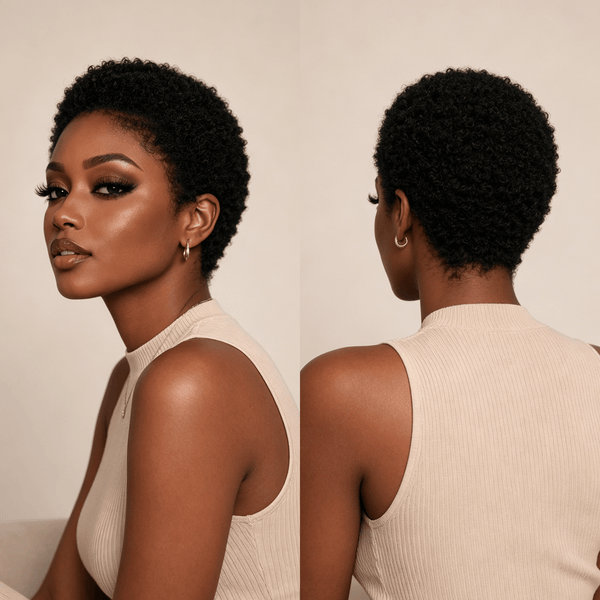 BeQueen Wig PIXIE WIGS Bequeen Black Super Short Cut Afro Full Lace Wig