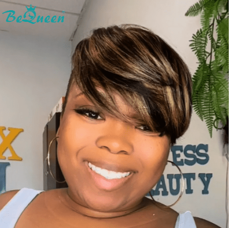 BeQueen Wig TOPPER & MOHAWK Bequeen Blond Highlight Machine Made Topper