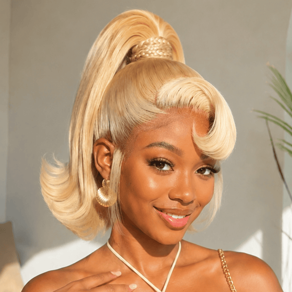 BeQueen Wig Sexy Braid Lace Wig Blonde BeQueen Blonde Ponytail Fulll Lace Bob 100% Human Hair