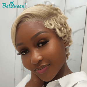 BeQueen Wig PIXIE WIGS Bequeen Blonde Vintage Wave PixieSide-Swept Pixie Lace Wig