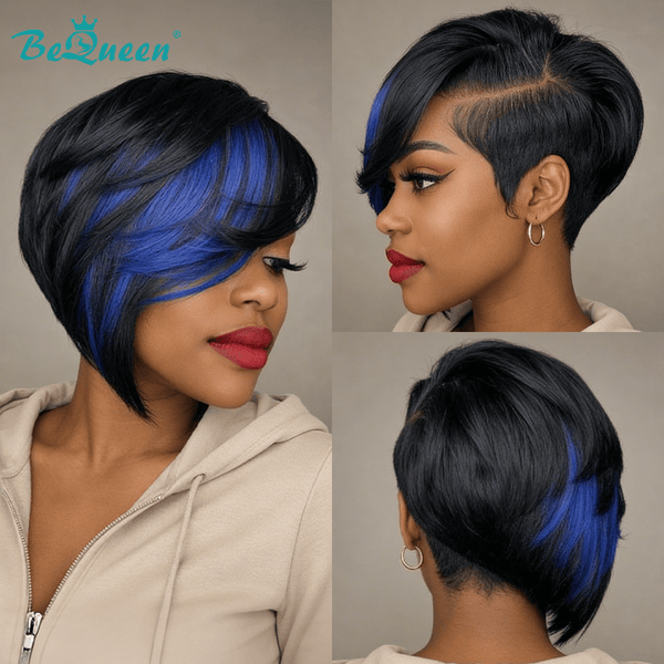 BeQueen Wig PIXIE WIGS Bequeen Blue Color Short Cut Pixie Wig