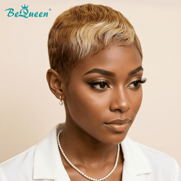 BeQueen Wig PIXIE WIGS Bequeen Bronze Frontal Highlight 613 Short Cut Pixie Wig