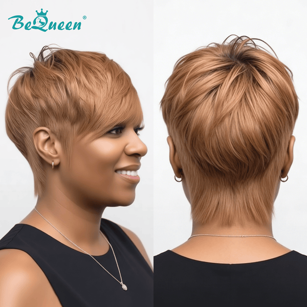 BeQueen Wig PIXIE WIGS Bequeen Bronze Natrual Style Pixie Short Cut Wig-1