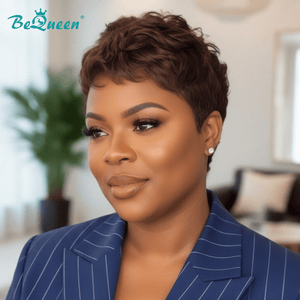 BeQueen Wig PIXIE WIGS Bequeen Brown Pixie Machine Made Wig-1