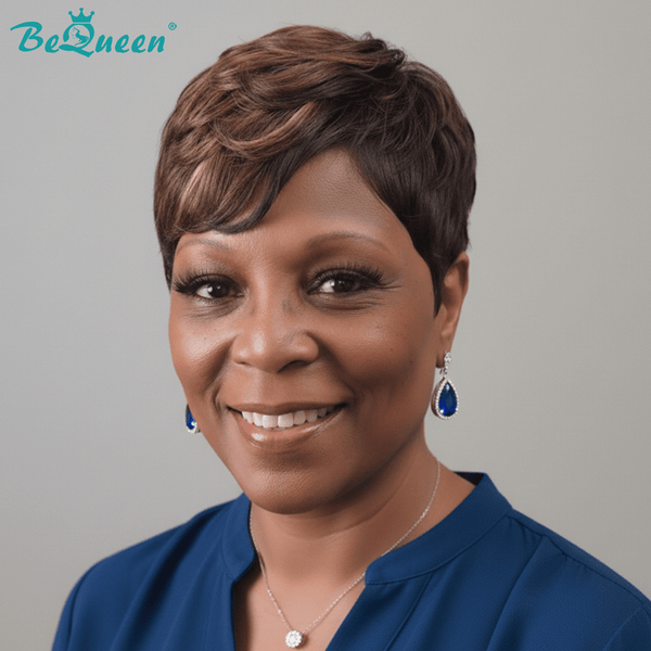 BeQueen Wig PIXIE WIGS Bequeen Brown Pixie Machine Made Wig