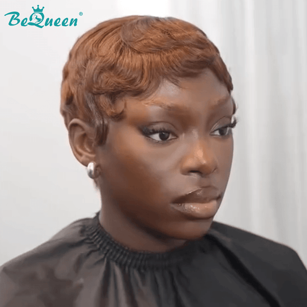 BeQueen Wig PIXIE WIGS Bequeen Brown Short Cut Machine Made Wig