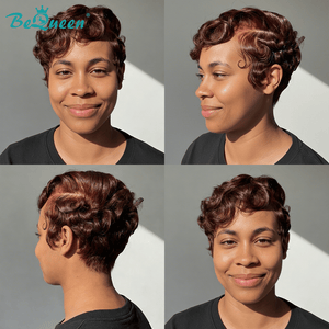 BeQueen Wig PIXIE WIGS Bequeen Burgundy Wave Lace Side Part Pixie Wig
