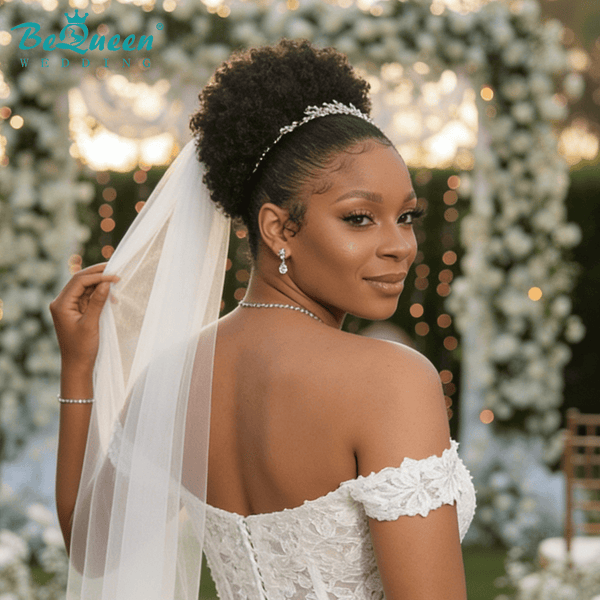 BeQueen Wig WEDDING WIG Bequeen Cathedral Veil with Floral Embroidery Wedding Wig