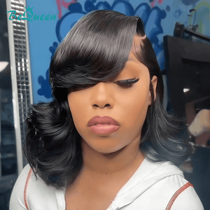 BeQueen Wig Bequeen Chic 1B Big Wave Side Part Bob WIg