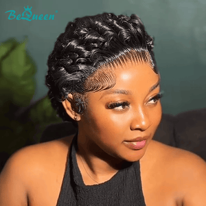 BeQueen Wig PIXIE WIGS Bequeen Chic Black Finger Wave Pixie Frontal Lace Wig