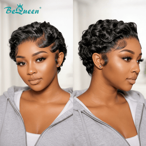BeQueen Wig PIXIE WIGS Bequeen Chic Black Finger Wave Pixie Frontal Lace Wig