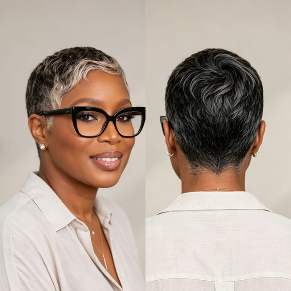 BeQueen Wig PIXIE WIGS Bequeen Chic Scalp Salt And Pepper Natural Pixie Wig