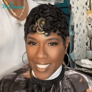 BeQueen Wig PIXIE WIGS Bequeen Closure Highlight Wavy Pixie Wig