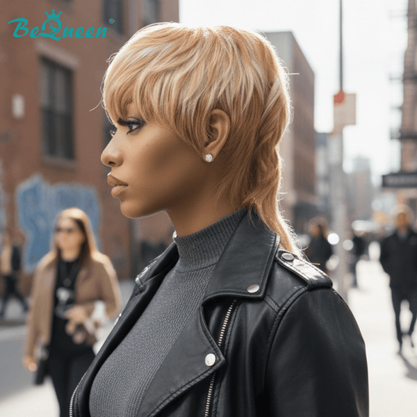 BeQueen Wig Mullet Wig Bequeen Cool Blonde Mullet Glueless Wig