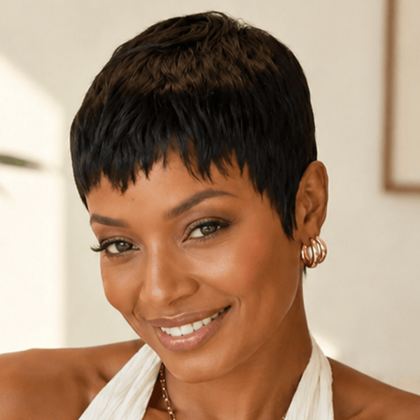 BeQueen Wig PIXIE WIGS BeQueen Cool& Dry Black Super Short Cut Scalp Pixie Wig 100% Human Hair