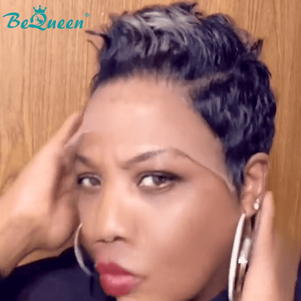 BeQueen Wig FULL LACE WIG Bequeen Curly 1B Pixie Cut Sexy Style Full Lace Wig