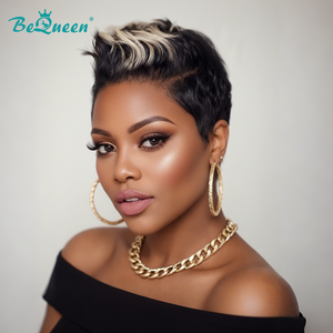 BeQueen Wig FULL LACE WIG Bequeen Curly 1B Pixie Cut Sexy Style Full Lace Wig