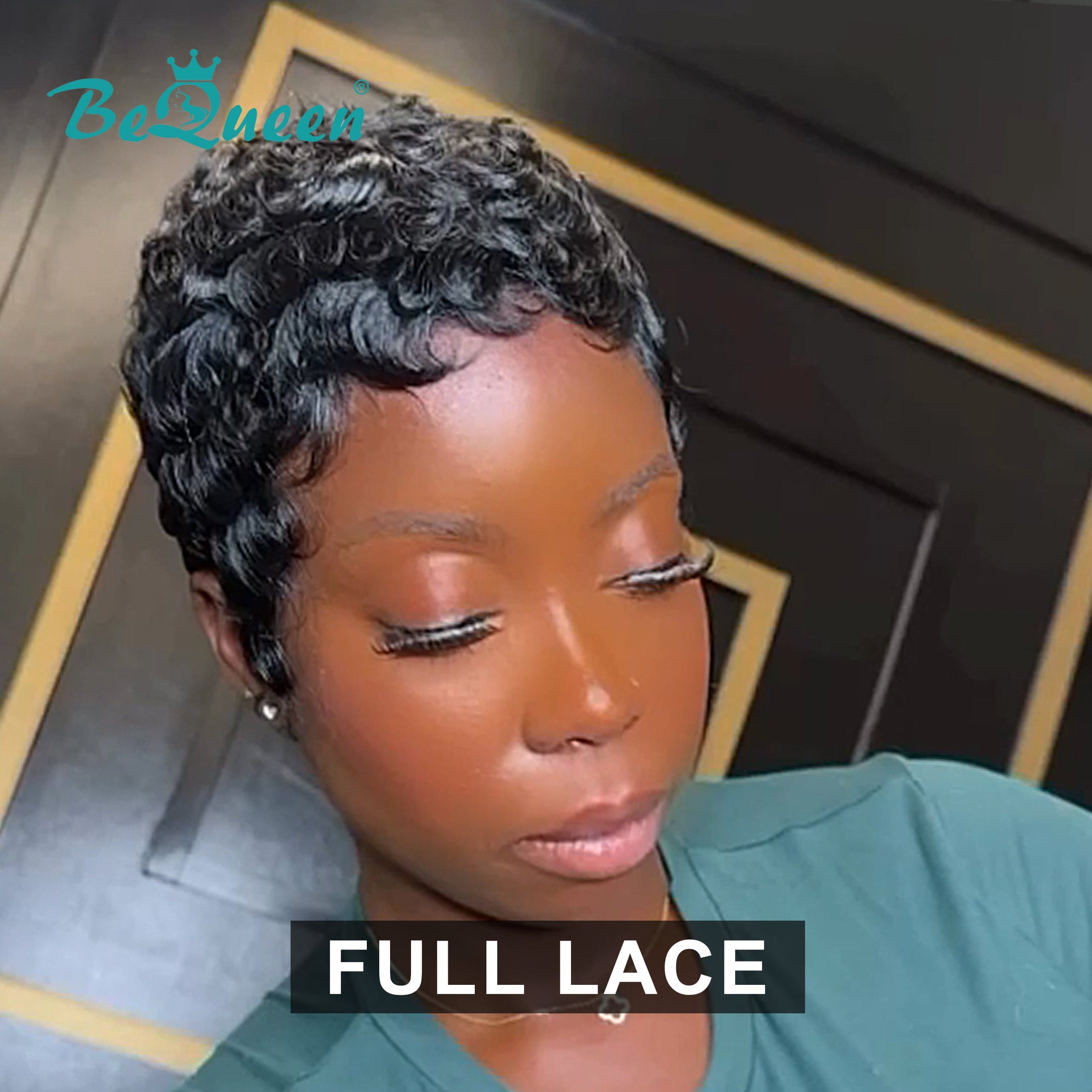 Pixie Lace Bequeen Curly Natrual Black Pixie Cut Full Lace Wig – BeQueen Wig