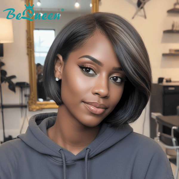 BeQueen Wig Luxurious Customized Wigs Bequeen Customized Highlight Grey Fashion Bob Wig