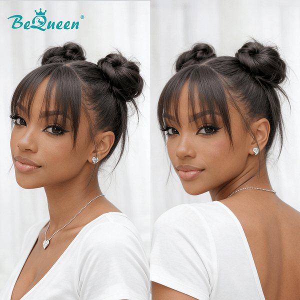 BeQueen Wig Sexy Braid Lace Wig Bequeen Cute Full Lace 100% Human Hair Two Bun With Bang