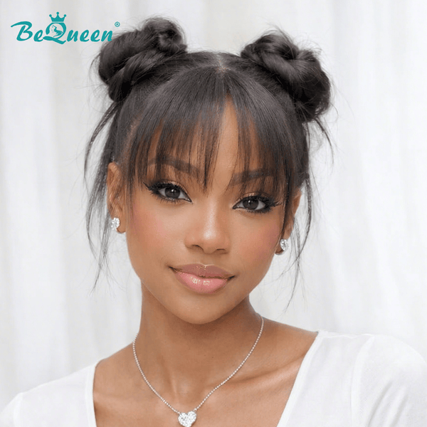 BeQueen Wig Sexy Braid Lace Wig Bequeen Cute Full Lace 100% Human Hair Two Bun With Bang