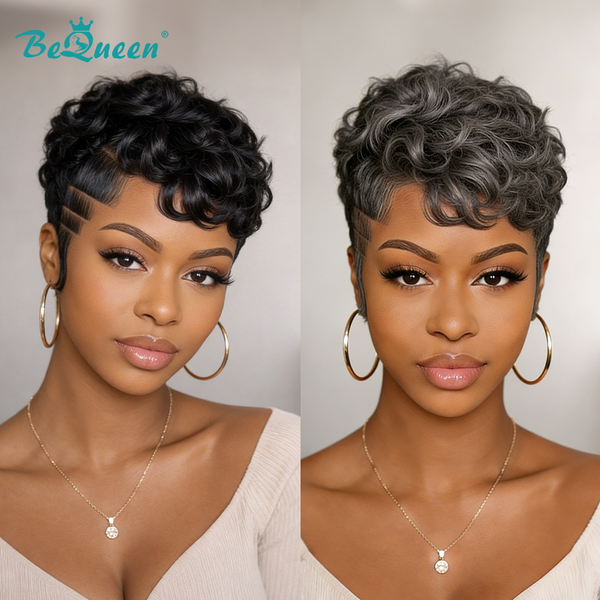 BeQueen Wig PIXIE WIGS Bequeen Edgy Cut Finger Wave Pixie Wig