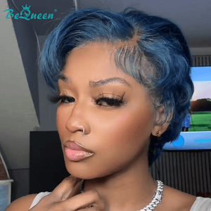 BeQueen Wig PIXIE WIGS Bequeen Elegant Blue Side Part Short Cut Lace Wig