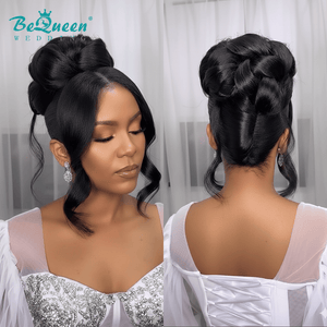 BeQueen Wig WEDDING WIG Bequeen Elegant High Bun Updo with Loose Face-Framing Curls Wedding Wig
