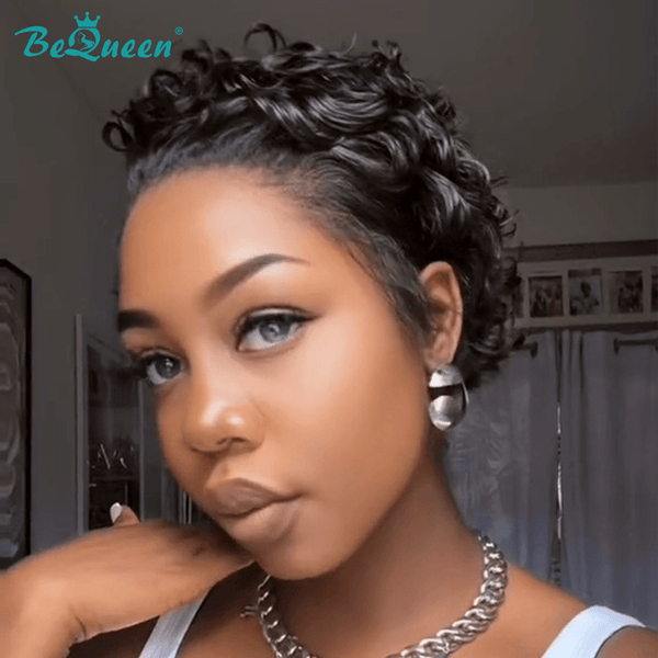 BeQueen Wig PIXIE WIGS Bequeen Elegant Side Part Finger Wave Lace Wig