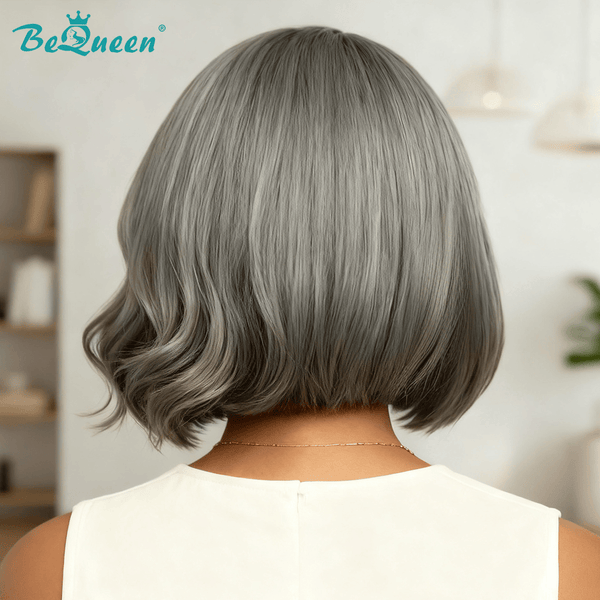 BeQueen Wig Luxurious Customized Wigs Bequeen Fashion Customized Side Part Grey Wig