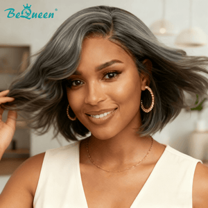 BeQueen Wig Luxurious Customized Wigs Bequeen Fashion Customized Side Part Grey Wig