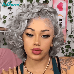 BeQueen Wig Luxurious Customized Wigs Bequeen Fashion Grey Big Wavy Lace Wig