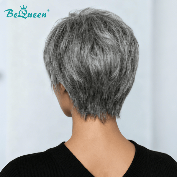 BeQueen Wig Luxurious Customized Wigs Bequeen Fashion Salt  and Pepper Side Part Frontal Lace Wig