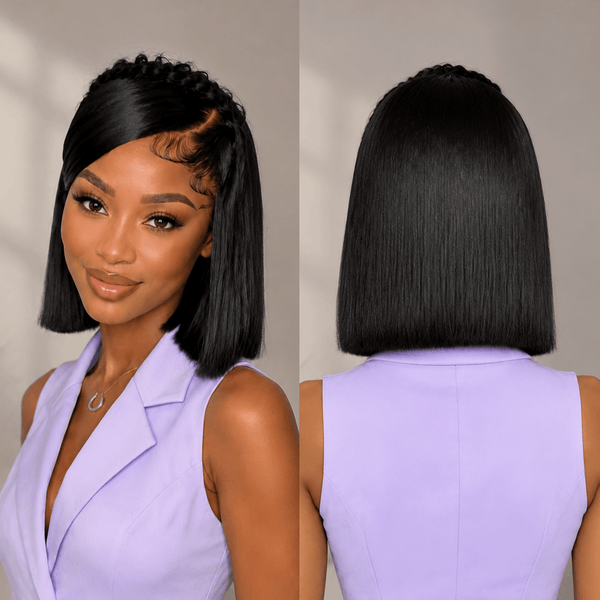 BeQueen Wig Sexy Braid Lace Wig Black Bequeen Fashion Siren Black Bob Braid Frontal Lace Wig