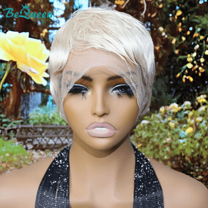 BeQueen Wig FULL LACE WIG Bequeen Fashion Straight blonde Pixie Cut Full Lace Wig