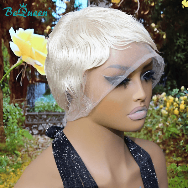 BeQueen Wig FULL LACE WIG Bequeen Fashion Straight blonde Pixie Cut Full Lace Wig