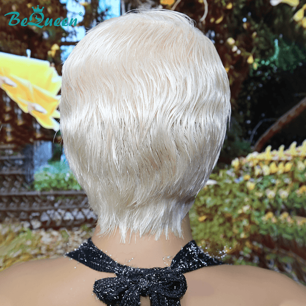 BeQueen Wig FULL LACE WIG Bequeen Fashion Straight blonde Pixie Cut Full Lace Wig